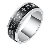 PAURO Men's Stainless Steel Rotatable Cross Rings Silver Size L 1/2