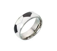 PAURO Men's Stainless Steel Soccer Basketball Baseball Rugby Patterned for Sports Enthusiasts Titanium Ring Soccer Size U