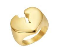 PAURO Men's Stainless Steel Split Lightning Broken Heart Dome Chunky Ring Punk Polished Motor Biker Finger Band, Metal, metal