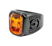PAURO Men's Stainless Steel Square Red Cubic Zirconia Ring Vintage Style Black Orange Size Z+1