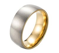 PAURO Men's Titanium Steel Matte Brushed Finish 8mm Wedding Band Dome Ring Gold Size Y
