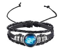 PAURO Men's Women's PU Vintage Chinese Style Zodiac Signet Glowing Bracelet Rat