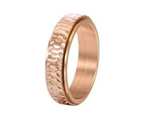 PAURO Men's Women's Stainless Steel Personality Hammered Pattern Rotatable Relieve Anxiety Ring Rose Gold Size Y
