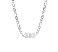 PAURO Minimalist Womens Stainless Steel Plain Angel Numbers Necklace 444 Pendant Charm Numerology Jewellery