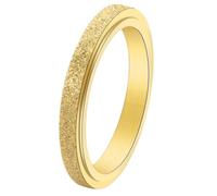 PAURO Slim Stackable Frosted Promise Rings Gold Size N 1/2