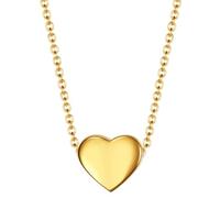 PAURO Stainless Steel 12MM Smooth Heart Necklace for Women Simple Classic Charm Collarbone Chain Gold