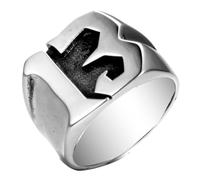 PAURO Stainless Steel 13 Letter Number Rings for Men Punk Elegant Unique Jewelry Silver Size N 1/2
