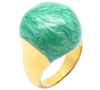 PAURO Stainless Steel Dome Cocktail Gemstone Rings for Women Simple Elegent Statement Jewellery Gift Gold Green Size P 1/2