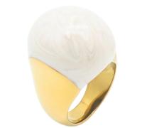 PAURO Stainless Steel Dome Cocktail Gemstone Rings for Women Simple Elegent Statement Jewellery Gift Gold White Size U