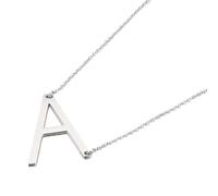PAURO Stainless Steel Initial Necklace for Women Gift Alphabet A-Z Personalized Simple Minimalist Collarbone Chain Jewelry Silver A