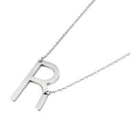 PAURO Stainless Steel Initial Necklace for Women Gift Alphabet A-Z Personalized Simple Minimalist Collarbone Chain Jewelry Silver R