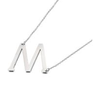 PAURO Stainless Steel Initial Necklace for Women Gift Alphabet A-Z Personalized Simple Minimalist Collarbone Chain Jewelry Silver M