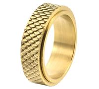 PAURO Stainless Steel Vintage Fish Scale Textured Spinner Rings for Men Classic Rotatable Wedding Promise Band for Anxiety Jewelry Gift