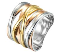 PAURO Stainless Steel Wide Braided Statement Rings for Women Chunky Cocktail Twisted Band Jewelry Gift Tri-Color Size U