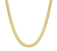 PAURO Titanium Steel 4MM Minimalist Necklace for Women Men Personalised Flat Snake Chain Choker Gold 50CM