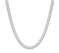 PAURO Titanium Steel 4MM Minimalist Necklace for Women Men Personalised Flat Snake Chain Choker Silver 45CM