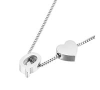 PAURO Titanium Steel Heart Initial Necklace for Women Letter A-Z Pendant Tiny Dainty Personalized Birthday Gifts Jewelry Silver Q