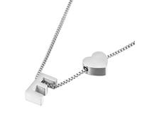 PAURO Titanium Steel Heart Initial Necklace for Women Letter A-Z Pendant Tiny Dainty Personalized Birthday Gifts Jewelry Silver E