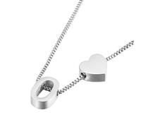 PAURO Titanium Steel Heart Initial Necklace for Women Letter A-Z Pendant Tiny Dainty Personalized Birthday Gifts Jewelry Silver O