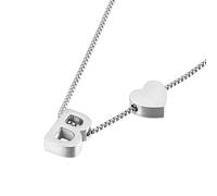 PAURO Titanium Steel Heart Initial Necklace for Women Letter A-Z Pendant Tiny Dainty Personalized Birthday Gifts Jewelry Silver B