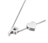 PAURO Titanium Steel Heart Initial Necklace for Women Letter A-Z Pendant Tiny Dainty Personalized Birthday Gifts Jewelry Silver P