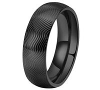 PAURO Unisex Fluid Wave Pattern Wide Dome Rings Black Size Y