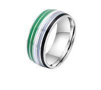PAURO Unisex Stainless Steel Rainbow Striped Pride LGBT Individual Trends Ring Aromantic Size L 1/2