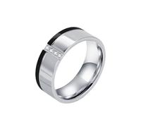 PAURO Unisex's Stainless Steel Exquisite Simple Classic Elegant Novel Personalized Ring Black Size U