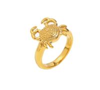 PAURO Unisex's Stainless Steel Personalized Trend Exquisite Cute Little Crab Ring Gold Size L 1/2