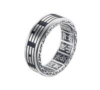 PAURO Unisex's Stainless Steel Retro Simple Classic Novel Trend Personalized Tai Chi Ring Silver Size L 1/2