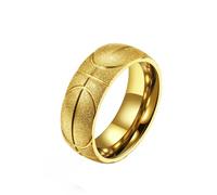 PAURO Unisex's Stainless Steel Romantic Simple Classic Elegant Novel Exquisite Basketball Ring Gold Size U