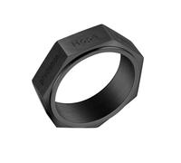PAURO Unisex's Stainless Steel Seven Virtues Fidget Ring Stress Relief Anti Anxiety Ring Spinner Bands Black Size L 1/2
