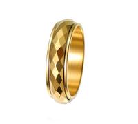 PAURO Unisex's Stainless Steel Simple Classic Elegant Novel Punk Personalized Ring Gold Size L 1/2