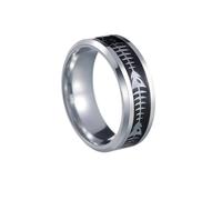 PAURO Unisex's Stainless Steel Simple Classic Elegant Novel Retro Personalized Fishbone Ring Silver Size U