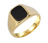 PAURO Unisex's Stainless Steel Simple Classic Elegant Novel Trend Personalized Ring Gold Black Size N 1/2
