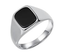 PAURO Unisex's Stainless Steel Simple Classic Elegant Novel Trend Personalized Ring Silver Black Size W