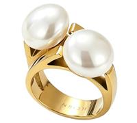 PAURO Women's 2 Large Simulated Pearls Statement Rings Gold Size N 1/2