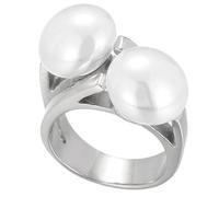 PAURO Women's 2 Large Simulated Pearls Statement Rings Silver Size L 1/2