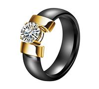 PAURO Women's Ceramic Zircon Engagement Wedding Band Ring