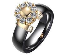 PAURO Women's Ceramic Zircon Engagement Wedding Band Ring