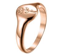 PAURO Women's Engraved Floral Signet Band Rings Rose Gold Size S