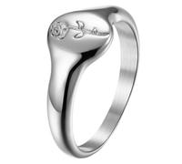PAURO Women's Engraved Floral Signet Band Rings Silver Size N 1/2