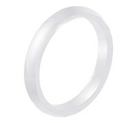 PAURO Women's Men's Ceramic 3MM High Polished Solid Color Ring Engagement Promise Wedding Band White Size L