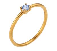 PAURO Women's Slim Stackable Solitaire Round CZ Rings Blue Size L 1/2