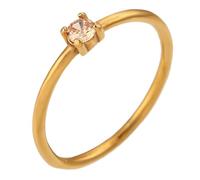 PAURO Women's Slim Stackable Solitaire Round CZ Rings Champagne Size N 1/2