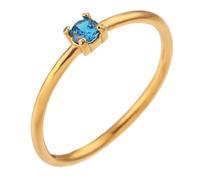 PAURO Women's Slim Stackable Solitaire Round CZ Rings Dark Blue Size S