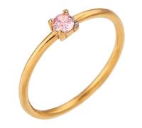 PAURO Women's Slim Stackable Solitaire Round CZ Rings Pink Size N 1/2
