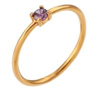 PAURO Women's Slim Stackable Solitaire Round CZ Rings Purple Size S