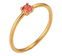 PAURO Women's Slim Stackable Solitaire Round CZ Rings Red Size P 1/2