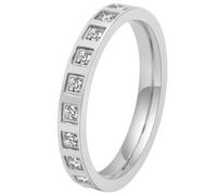 PAURO Women's Stainless Steel 3mm Stackable Stackable Rings with Channel Set Round Cubic Zirconia Comfort Fit Wedding Promise Band Silver White Size U